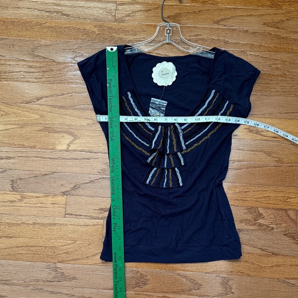 Source Unknown Deep Blue Ruffle Blouse - image 7